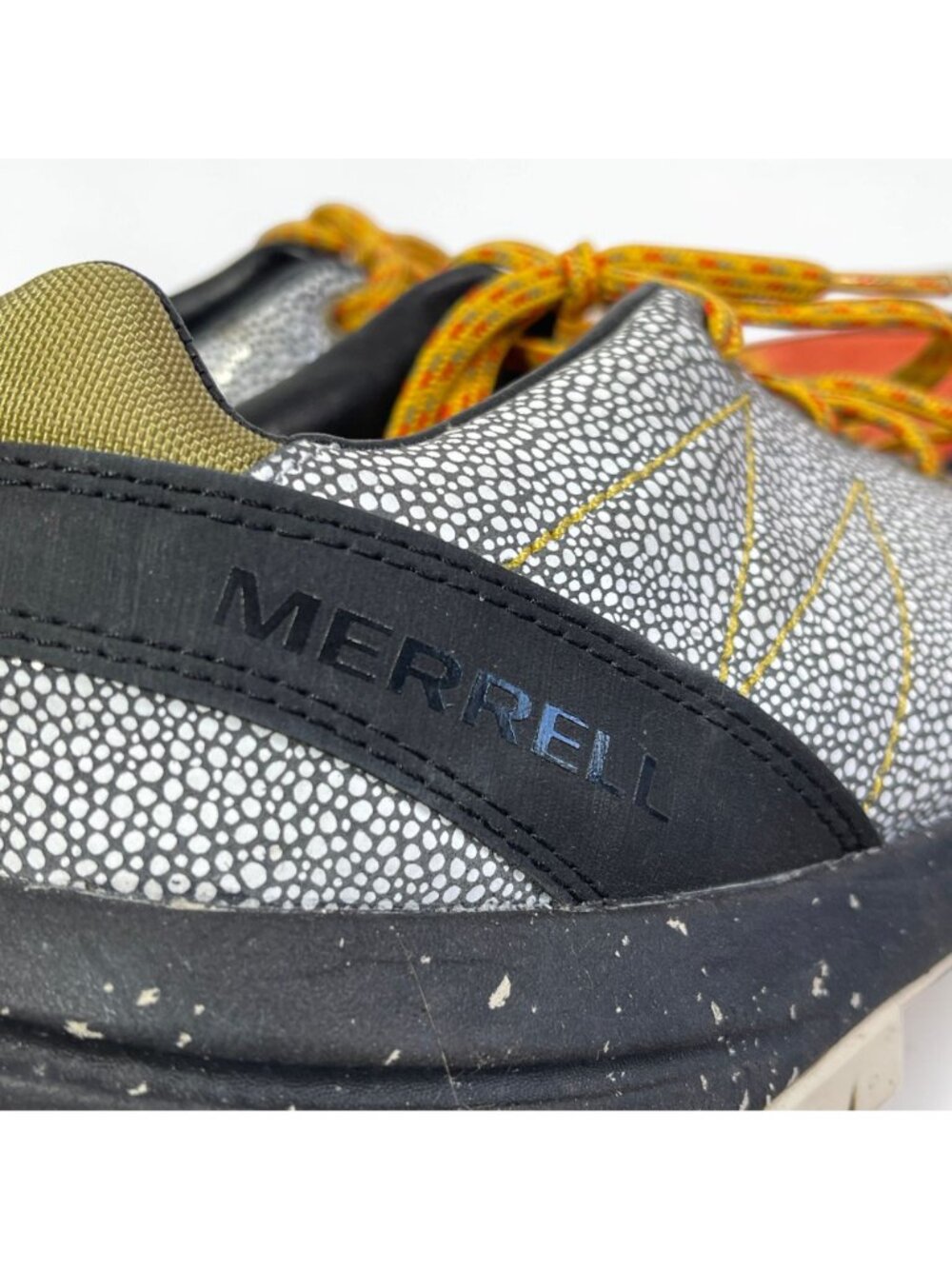Merrell Mens Vibram Sole Trail Shoes Size 10 Orange/Grey Suede & Mesh Upper - Picture 5 of 8